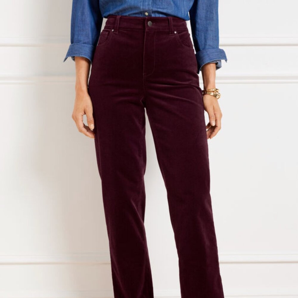 Talbots 6P straight leg corduroy pants Burgundy Maroon Wine